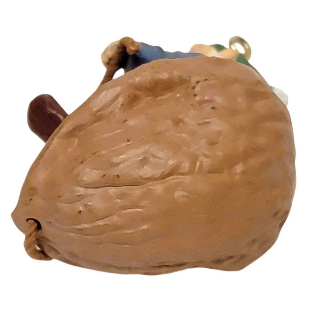 VTG 80s Hallmark Walnut Shell‎ Rider Christmas Ornament 1986 Elf Gnome Keepsake